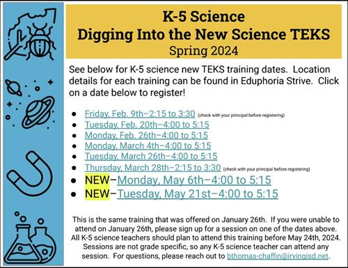 K-5 New Science TEKS